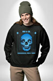 Sokak Sitili Kurukafa Erkek Kadın Unisex Dijital Baskılı Siyah Sweatshirt