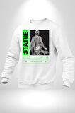 Sokak Sitili Heykel Kadın Savaşcı Erkek Kadın Unisex Dijital Baskılı Beyaz Sweatshirt