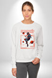 Astronot Gezegen Uzay Aracı Erkek Kadın Unisex Dijital Baskılı Beyaz Sweatshirt