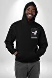 Sevimli Güvercin Beyaz Barış Sokak Sitili Erkek Kadın Siyah Ön Sırt Baskılı Kapüşonlu Sweatshirt Hoodie