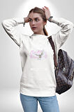 Sevimli Güvercin Beyaz Barış Sokak Sitili Erkek Kadın Unisex Dijital Baskılı Beyaz Sweatshirt