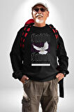 Sevimli Güvercin Beyaz Barış Sokak Sitili Erkek Kadın Unisex Dijital Baskılı Siyah Sweatshirt