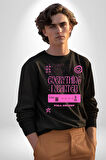 İstediğim Şey Uykuda Kalmak Erkek Kadın Unisex Dijital Baskılı Siyah Sweatshirt