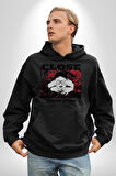 Gözlerim Kapalı Kadın Sokak Stili Erkek Kadın Siyah Dijital Baskılı Kapüşonlu Sweatshirt Hoodie