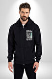 Hayal Etneyin Zeus İnanıyor Sokak Stili Erkek Kadın Siyah Fermuarlı Baskılı Hırka Sweatshirt