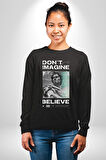 Hayal Etneyin Zeus İnanıyor Sokak Stili Erkek Kadın Unisex Dijital Baskılı Siyah Sweatshirt