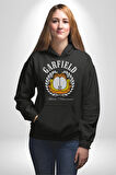 Garfield Komik Karikatür Tasarım Erkek Kadın Siyah Dijital Baskılı Kapüşonlu Sweatshirt Hoodie