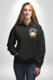 Garfield Komik Karikatür Tasarım Erkek Kadın Siyah Ön Sırt Baskılı Kapüşonlu Sweatshirt Hoodie