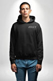 Jolly Neşeli Yazılı Erkek Kadın Siyah Ön Sırt Baskılı Kapüşonlu Sweatshirt Hoodie