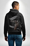 İnanç  Çocuk Melek Erkek Kadın Siyah Ön Sırt Baskılı Kapüşonlu Sweatshirt Hoodie