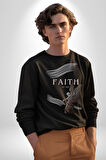 İnanç  Çocuk Melek Erkek Kadın Unisex Dijital Baskılı Siyah Sweatshirt