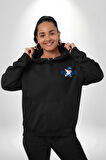 NASA Space Ayı Karikatür Tasarımı Erkek Kadın Siyah Ön Sırt Baskılı Kapüşonlu Sweatshirt Hoodie