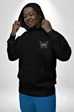 Kelebekler Gibi Cesur Ol Erkek Kadın Siyah Ön Sırt Baskılı Kapüşonlu Sweatshirt Hoodie