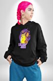 LeBron James Lakers Basketbol Tasarımı Erkek Kadın Siyah Dijital Baskılı Kapüşonlu Sweatshirt Hoodie