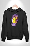 LeBron James Lakers Basketbol Tasarımı Erkek Kadın Siyah Dijital Baskılı Kapüşonlu Sweatshirt Hoodie