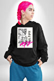 Sokak Kültürü Erkek Kadın Siyah Dijital Baskılı Kapüşonlu Sweatshirt Hoodie