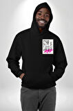 Sokak Kültürü Erkek Kadın Siyah Ön Sırt Baskılı Kapüşonlu Sweatshirt Hoodie