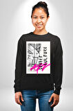 Sokak Kültürü Erkek Kadın Unisex Dijital Baskılı Siyah Sweatshirt