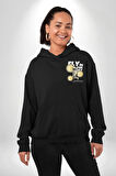 Gökyüzünde Uçmak Astronot Erkek Kadın Siyah Ön Sırt Baskılı Kapüşonlu Sweatshirt Hoodie