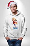 One Piece Luffy Korsan Anime Tasarımı Erkek Kadın Beyaz Dijital Baskılı Kapüşonlu Sweatshirt Hoodie