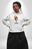 One Piece Luffy Korsan Anime Tasarımı Erkek Kadın Beyaz Dijital Baskılı Kapüşonlu Sweatshirt Hoodie