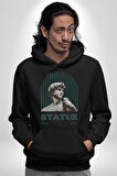 Statü Davut Heykeli Erkek Kadın Siyah Dijital Baskılı Kapüşonlu Sweatshirt Hoodie