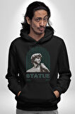 Statü Davut Heykeli Erkek Kadın Siyah Dijital Baskılı Kapüşonlu Sweatshirt Hoodie