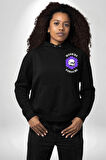 Polen Kafatası Mor Çiçek  Erkek Kadın Siyah Ön Sırt Baskılı Kapüşonlu Sweatshirt Hoodie