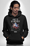 Farklı Olmak Zorundayım Erkek Kadın Siyah Dijital Baskılı Kapüşonlu Sweatshirt Hoodie