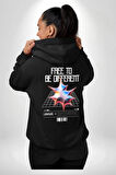 Farklı Olmak Zorundayım Erkek Kadın Siyah Ön Sırt Baskılı Kapüşonlu Sweatshirt Hoodie