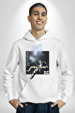 Astronot Cesur Ol Erkek Kadın Beyaz Dijital Baskılı Kapüşonlu Sweatshirt Hoodie
