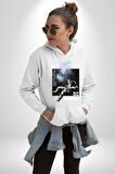 Astronot Cesur Ol Erkek Kadın Beyaz Dijital Baskılı Kapüşonlu Sweatshirt Hoodie