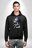 Astronot Cesur Ol Erkek Kadın Siyah Dijital Baskılı Kapüşonlu Sweatshirt Hoodie