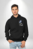 Astronot Cesur Ol Erkek Kadın Siyah Ön Sırt Baskılı Kapüşonlu Sweatshirt Hoodie