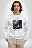 Astronot Cesur Ol Erkek Kadın Unisex Dijital Baskılı Beyaz Sweatshirt