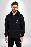 Çağdaş Yüzük Kurukafa Kral Erkek Kadın Siyah Fermuarlı Baskılı Hırka Sweatshirt