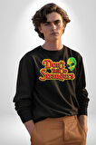 Uzaylı Yabancılarla Konuşma Erkek Kadın Unisex Dijital Baskılı Siyah Sweatshirt