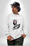 Michelagelo Modern Apollo Heykel Sokak Style Erkek Kadın Unisex Dijital Baskılı Beyaz Sweatshirt