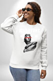 Michelagelo Modern Apollo Heykel Sokak Style Erkek Kadın Unisex Dijital Baskılı Beyaz Sweatshirt