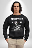 Michelagelo Modern Apollo Heykel Sokak Style Erkek Kadın Unisex Dijital Baskılı Siyah Sweatshirt