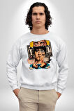 Pop Kültür Eminem Kuyu Erkek Kadın Unisex Dijital Baskılı Beyaz Sweatshirt