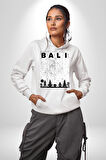 Bali Endonezya Erkek Kadın Beyaz Dijital Baskılı Kapüşonlu Sweatshirt Hoodie