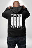 Bali Endonezya Erkek Kadın Siyah Ön Sırt Baskılı Kapüşonlu Sweatshirt Hoodie