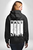 Bali Endonezya Erkek Kadın Siyah Ön Sırt Baskılı Kapüşonlu Sweatshirt Hoodie