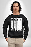 Bali Endonezya Erkek Kadın Unisex Dijital Baskılı Siyah Sweatshirt