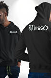 Kutsanmış Sokak Stili Erkek Kadın Siyah Ön Sırt Baskılı Kapüşonlu Sweatshirt Hoodie