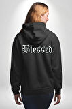 Kutsanmış Sokak Stili Erkek Kadın Siyah Ön Sırt Baskılı Kapüşonlu Sweatshirt Hoodie