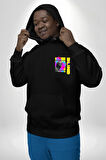 Heykel Anlamadığınız Şeyden Nefret Etmeyin Erkek Kadın Siyah Ön Sırt Baskılı Kapüşonlu Sweatshirt Hoodie