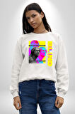 Heykel Anlamadığınız Şeyden Nefret Etmeyin Erkek Kadın Unisex Dijital Baskılı Beyaz Sweatshirt