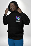 Kötü Maymun Güneş Gözlüklü Erkek Kadın Siyah Ön Sırt Baskılı Kapüşonlu Sweatshirt Hoodie